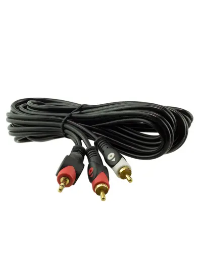 2 RCA  ERKEK + 3.5 MM STEREO ERKEK GOLD 3 METRE 1.KALİTE KABLO