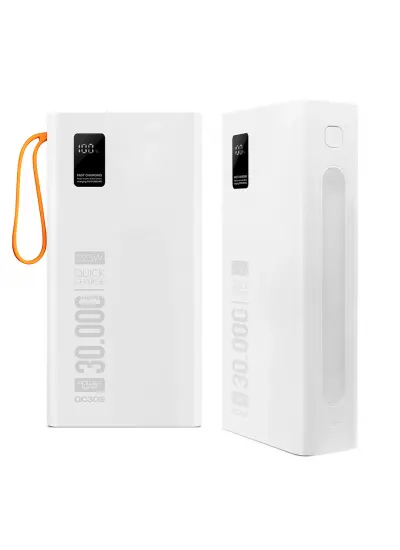 QC30S 30000 MAH DİJİTAL GÖSTERGELİ KENDİNDEN KABLOLU POWERBANK