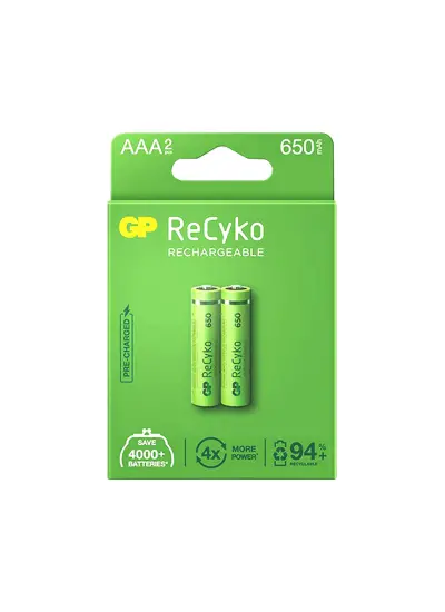 650 MAH R03 AAA ŞARJLI 2Lİ İNCE KALEM PİL GP65AAAHCE-2EB2 (GPRHCH63E000)