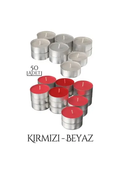 TeaLights Yuvarlak Mum KIRMIZI BEYAZ 50 Lİ SET