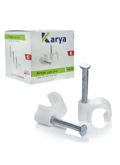 KARYA 6 NUMARA ÇELİK ÇİVİLİ 12 MM KROŞE (100LÜ PAKET)(4X6 ANTİGRON KABLOLAR İÇİN)