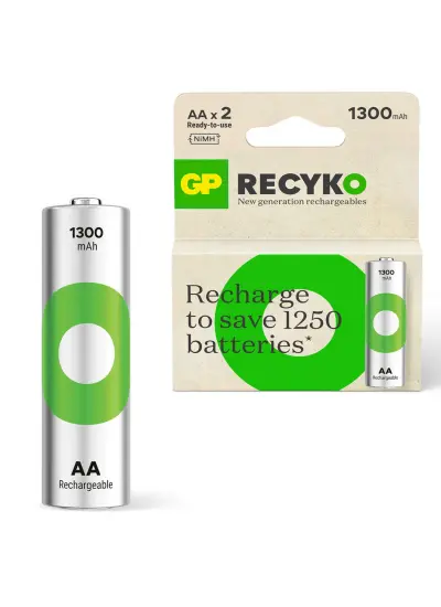 GP RECYKO GP130AAH Şarjlı Pil AA Kalem 1300 Mah Ni-Mh 2Li Paket