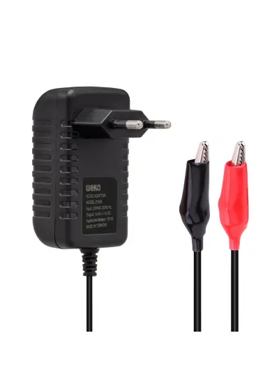 14.4 VOLT - 1 AMPER KROKODİL UÇLU KIRMIZI YEŞİL LEDLİ YERLİ ÜRETİM AKÜ ŞARJ CİHAZI (OUT :12V-1A)