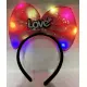 Led Işıklı 3 Farklı Fonksiyonda Yanan Gümüş Love Yazılı Fuşya Pembe Fiyonk Taç 20X17 cm