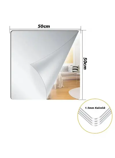 SN-24979 50X50CM KENDİNDEN YAPIŞKANLI ESNEK PVC DUVAR AYNASI PANEL STİCKER ÇIKARTMA