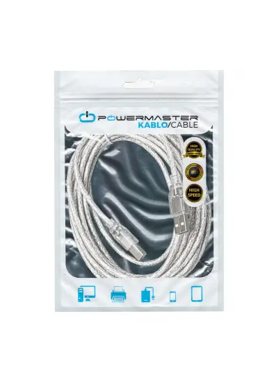 5 METRE 2.0V ŞEFFAF USB YAZICI KABLOSU