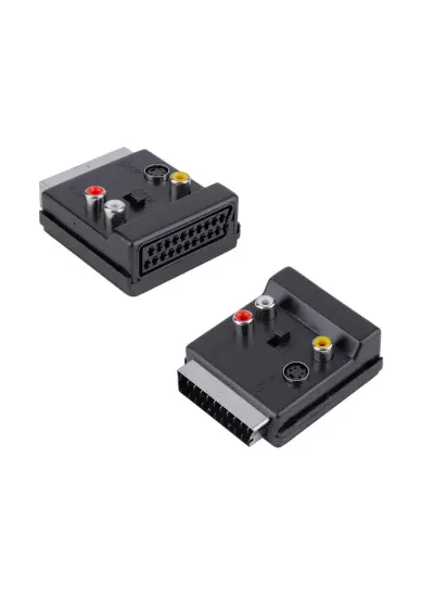 SCART ADAPTÖR ERKEK DİŞİ 3RCA SWICHLI (IN-OUT) POLAXTOR DY-3128