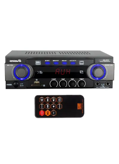 HD-510 2X50 WATT 220V/12V GİRİŞ USB-SD -BT-UK TRAFOSUZ 2 MİK GİRİŞLİ STEREO ANFİ