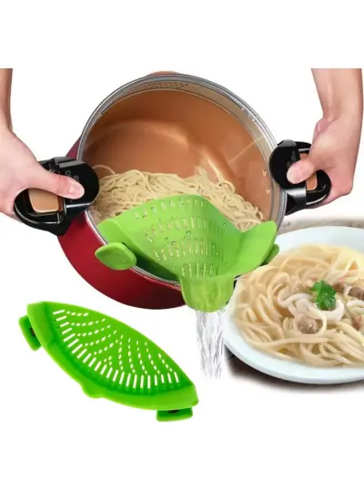 SN-20522 KLİPSLİ SİLİKON TENCERE MAKARNA NOODLE SÜZGECİ ÇOK AMAÇLI