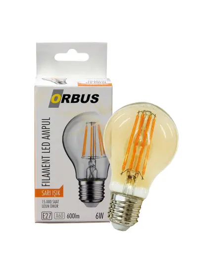 ORB-F6W FILAMENT BULB A60 E27 6 WATT 600 LÜMEN AMBER LED AMPÜL