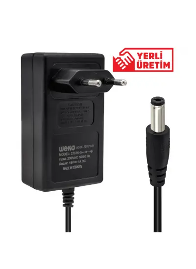 18 VOLT - 1 AMPER 5.5*2.5 UÇLU YERLİ ÜRETİM PRİZ TİPİ ADAPTÖR