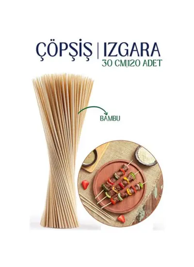 Izgara Çöp Şiş Çubukları 30 cm Bambu 120 Adet