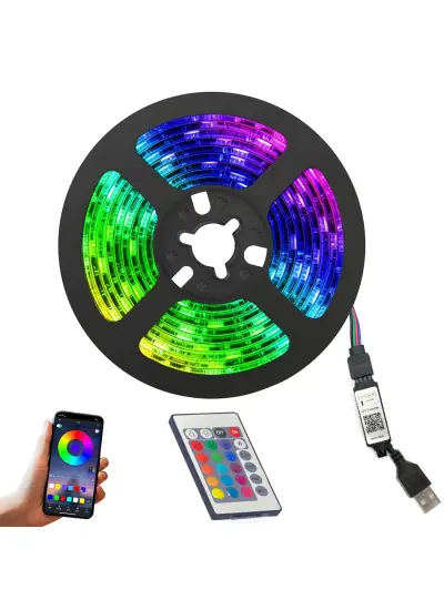 TELEVİZYON ARKASI RGB ŞERİT LED USB KUMANDALI 3 METRE APP KONTROL  HT-3261