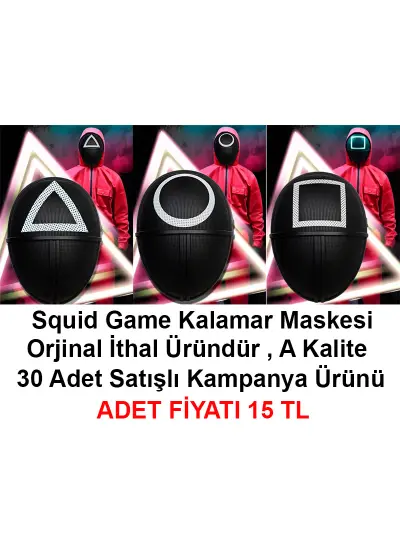 Squid Game Maskesi 3 Model Toplam 30 Adet İthal Orjinal A Kalite Maske - Kampanya Ürünü