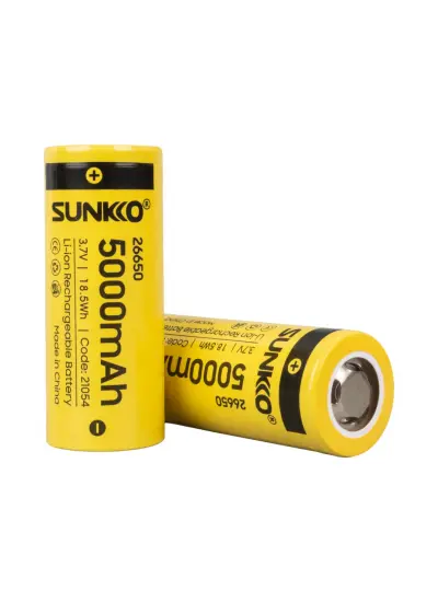 SUNKKO 3.7 VOLT 5000 MAH 26650 ŞARJ EDİLEBİLİR PİL (2Lİ PAKET)