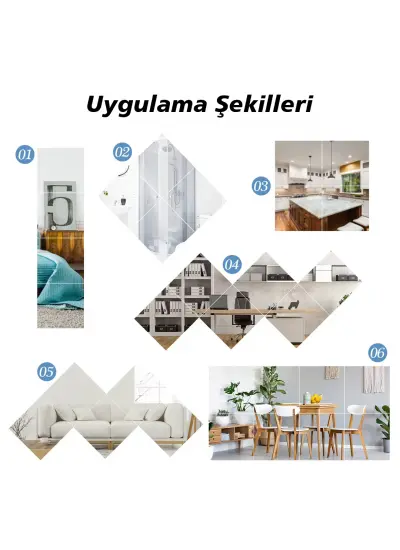 SN-24977 30X30CM KENDİNDEN YAPIŞKANLI ESNEK PVC DUVAR AYNASI PANEL STİCKER ÇIKARTMA