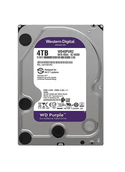 WESTERN DIGITAL PURPLE WD40PURZ/WD42PURZ/WD43PURZ 4 TB SATA 6GB/S 7/24 GÜVENLİK HARDDISK