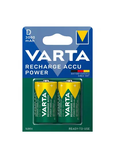 VARTA 1.2 VOLT - 3000 MAH NI-MH BÜYÜK D BOY ŞARJLI PİL 2LI PAKET