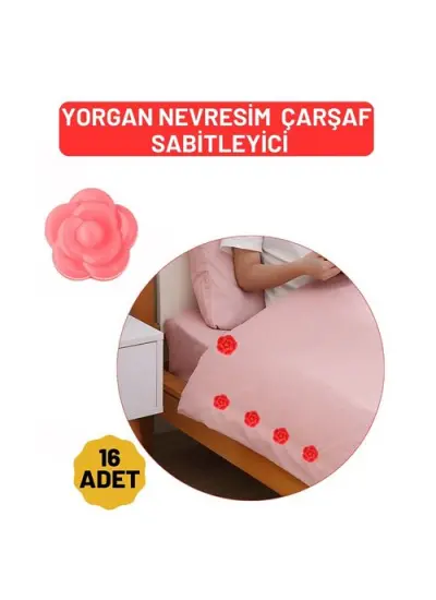 Yorgan Çarşaf Kılıf Sabitleyici 16 Adet Çiçek Model