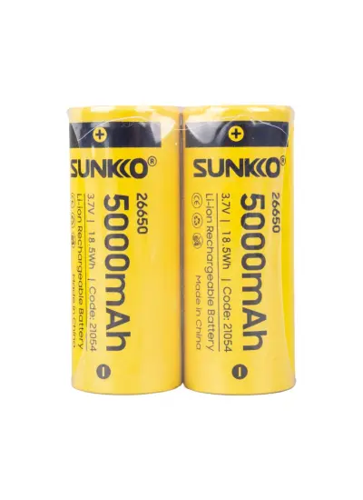 SUNKKO 3.7 VOLT 5000 MAH 26650 ŞARJ EDİLEBİLİR PİL (2Lİ PAKET)