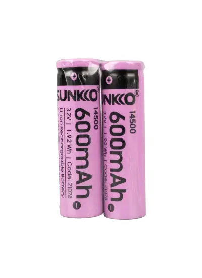 SUNKKO IFR 3.2 VOLT 600 MAH 14500 ŞARJ EDİLEBİLİR PİL (2Lİ PAKET)