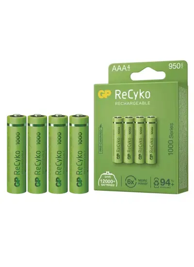 950 MAH AAA İNCE 4LÜ ŞARJLI KALEM PİL GP100AAAHCE-2EB4 (GPRHC103E001)