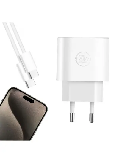 RXS27 20 WATT TYPE-C ŞARJ BAŞLIK ADAPTÖRÜ + KABLO SETİ (APPLE 15 PRO-PROMAX UYUMLU)