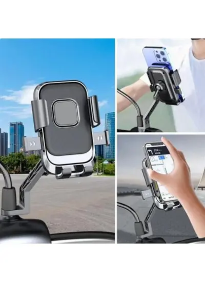 Motor,Motosiklet,Bisiklet ,Scooter İçin 360 Derece Dönebilen Dikiz Aynası Versiyonu Telefon Tutucu Aparat