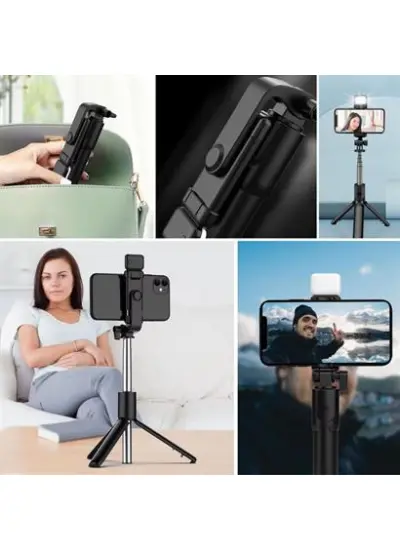 Kendiliğinden LED Işıklı Kumandalı Uzayabilen Selfie Çubuğu,Masa Üstü Tripod