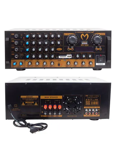 MV-1232 2*80W USB/SD BT UK-BALANS 4 MİK GİRİŞ-4 HOP ÇIKIŞLI STEREO TRAFOSUZ MIXER KÜP ANFİ