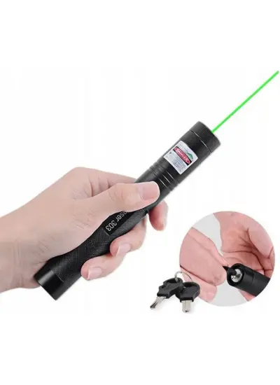 OM-1201 18650 PİLLİ ŞARJLI ANAHTAR EMNİYETLİ YEŞİL LAZER POINTER (50 KM)