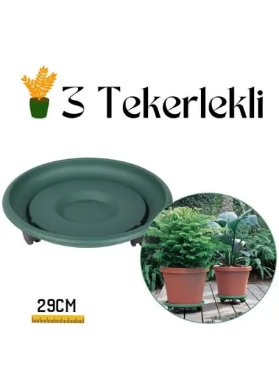 Tekerlekli Saksı Altığı 29 CM Coadura Design Yeşil