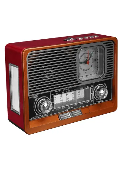 RADYO NOSTALJİ ŞARJLI BT/USB/SD/AUX FENERLİ SAATLİ MİKADO MDR-105BT