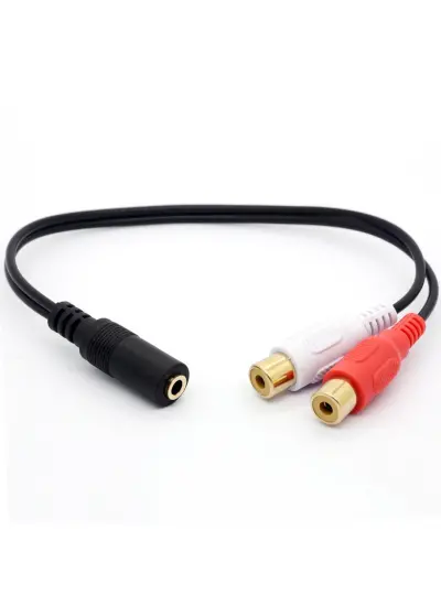 UZATMA KABLOSU 3.5MM DİŞİ TO 2RCA DİŞİ 15CM  SL-358