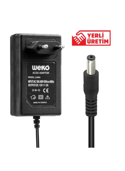 WEKO 12 VOLT - 2 AMPER 5.5*2.1 UÇLU PLASTİK KASA PRİZ TİPİ ADAPTÖR