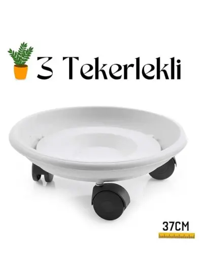 Tekerlekli Saksı Altığı 37 CM Coadura Design Beyaz