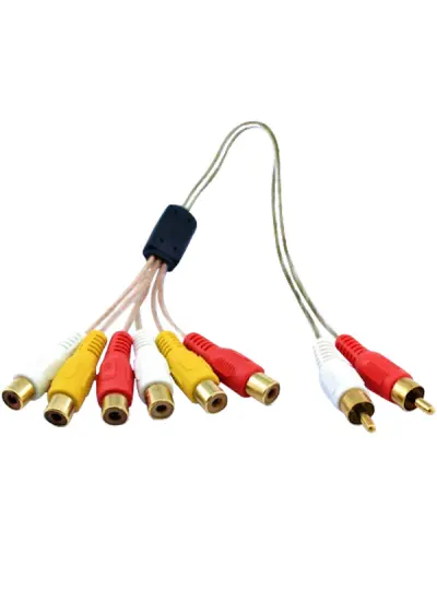 2 RCA ERKEK / 6 RCA DİŞİ 60 CM ŞEFFAF ARA KABLO