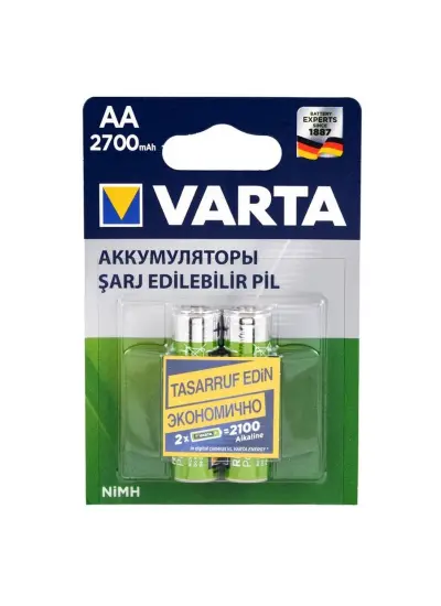 VARTA NI-MH 1.2 VOLT - 2700 MAH HR6 AA ŞARJLI 2Lİ KALEM PİL