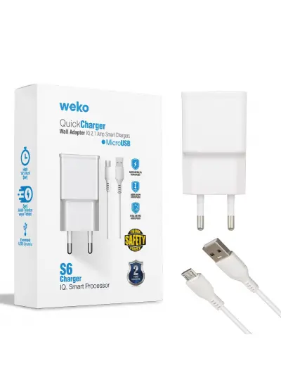 WK-21434 S6 2.1 AMPER ŞARJ BAŞLIK ADAPTÖRÜ + MICRO USB KABLO(NO:3)