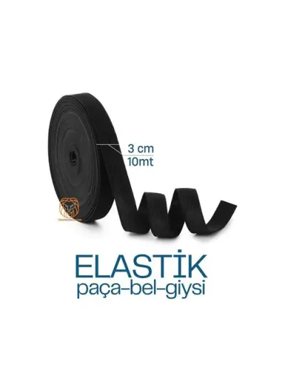 Yassı Bel Paça Giysi Lastiği 10 Metre 3 cm SİYAH