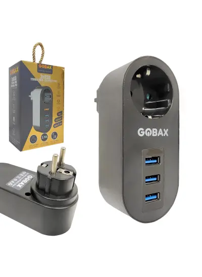 GOBAX MG-102 Tekli Akım Korumalı Priz 2500 Watt 3XUSB