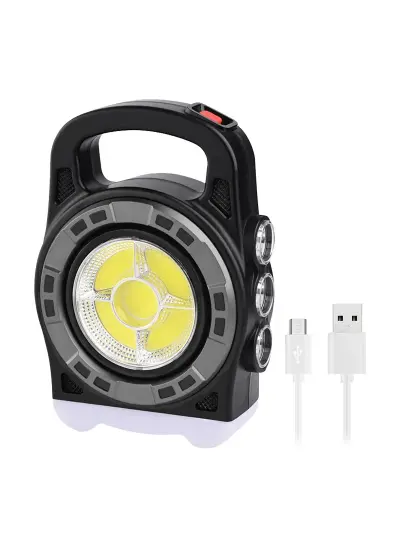 HB-6678C LEDLİ 20 WATT 3 KADEMELİ ŞARJ EDİLEBİLİR USB ÇIKIŞLI SOLAR LAMBA