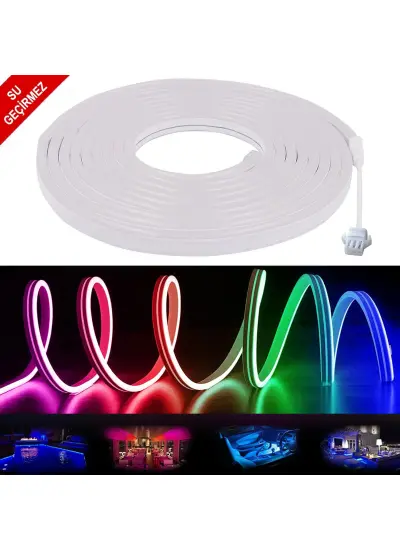 NEON HORTUM LED RGB 12V SU GEÇİRMEZ 5MT KESİLEBİLİR