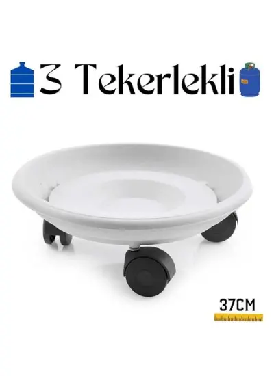 Tekerlekli Damacana ve Tüp Altlığı Beyaz