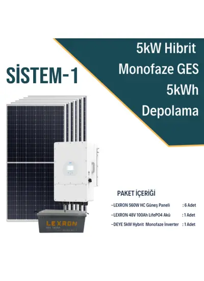 5KW Hibrit Monofaze Ges Enerji Depolamalı On Grid Sistemi-1