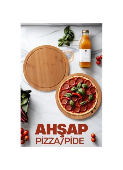 4 ADET Pizza Sunum ve Kesim Tahtası 719342 Toptan Paket