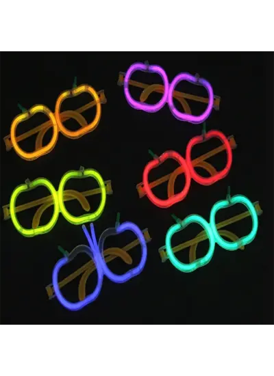 Glow Stick Elma Gözlük - Glow Partisi Gözlüğü - Glow Stick Gözlük 12 Adet