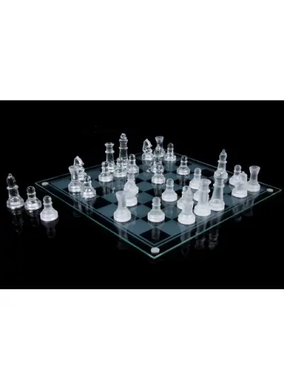 Glass Chess Cam Satranç Takımı (25 cm x 25 cm)