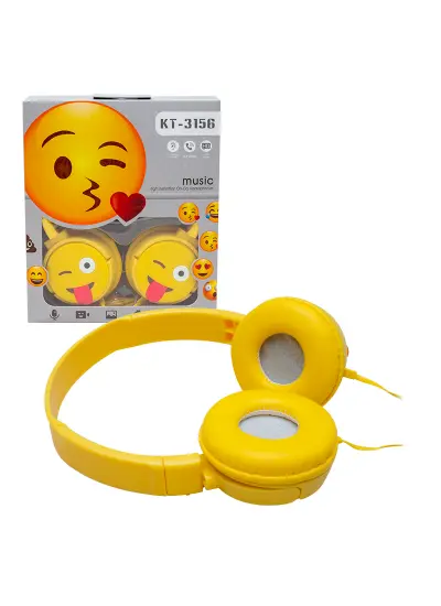 KT-3156 3.5MM JACK LI KABLOLU KULAK ÜSTÜ EMOJİ KULAKLIK