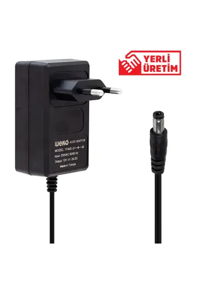 12 VOLT - 2 AMPER 5.5*2.5 UÇLU YERLİ ÜRETİM PLASTİK KASA PRİZ TİPİ ADAPTÖR